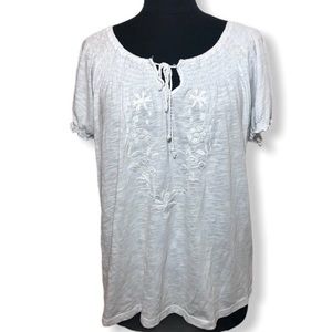 Gloria Vanderbilt White Embroidered  Sz L
